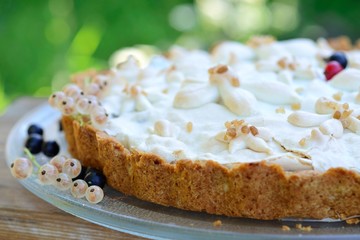 Meringue tart with currants