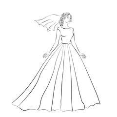 The   bride in a wedding dress.