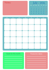 Monthly planner in vector