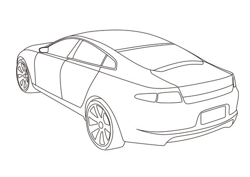 line drawing car, illustration