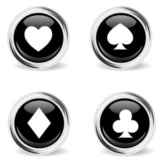 glass round poker icon set