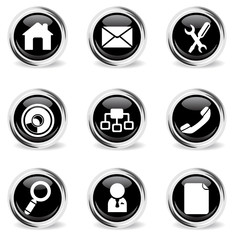 glass round web icon set