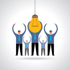 bulb lamp head of businessman teamwork