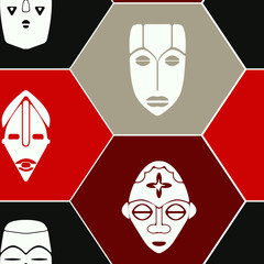 Seamless background with African ritual masks for your design