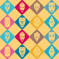 Seamless background with African ritual masks for your design