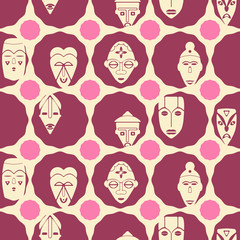 Seamless background with African ritual masks for your design