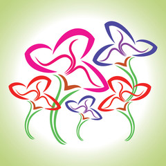 Bunch of flowers. Pleasant and floral look. Vector art background of colourful flowers.
