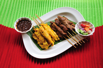 Thai cuisine,Chicken Satay,Beef Satay.

