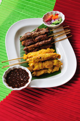 Thai cuisine,Chicken Satay,Beef Satay.
