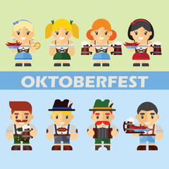 Vector set of characters in a flat style for Oktoberfest