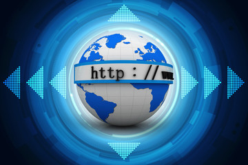 3d illustration of earth globe and laptop