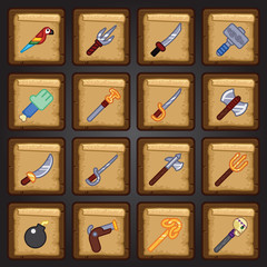 weapon doodle icons-set Vector flat illustrations.