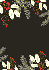 Christmas poster background with  holly flower