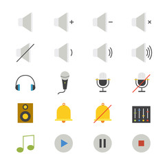 Music and Media Flat Icons color