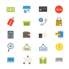 Shopping and Online Shopping Flat Icons color