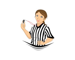 Fototapeta premium female referee carrying a whistle cartoon character