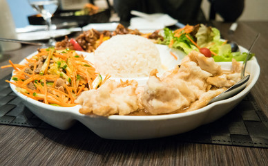 Big main course in an asian restaurant