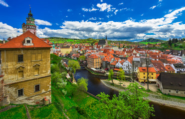 Obraz premium View of castle and houses in Cesky Krumlov, Czech republic