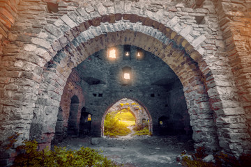 Fototapeta na wymiar Ancient stone walls with arches