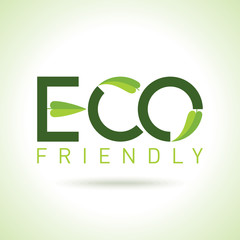 Eco friendly word made of green vector leafs
