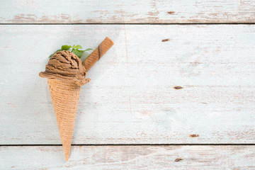 Top view cocoa ice cream