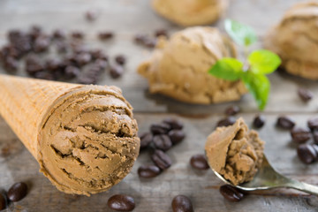 Close up mocha ice cream