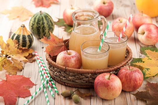Apple juice, apples and pumpkins