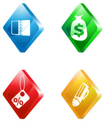 glass transparent color icon set