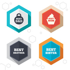 Obraz premium Best mom and dad, brother, sister icons.