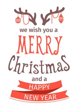 Greeting Card. Merry Christmas lettering. Vector illustration. isolated object