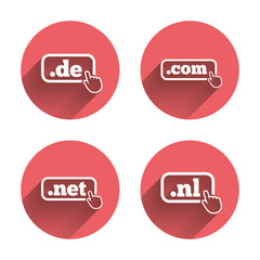 Top-level domains signs. De, Com, Net and Nl.