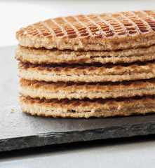 Dutch Waffles close up on dark background