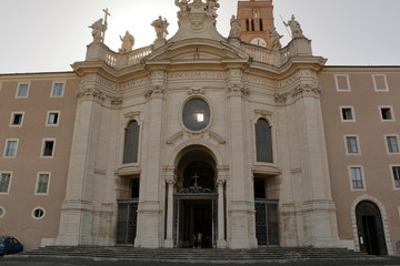 Obraz premium Rome. Basilica of the Holy Cross in Jerusalem at morning.