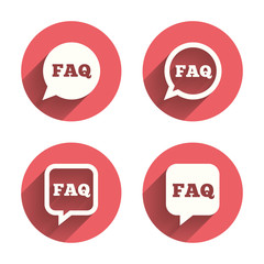 FAQ information signs. Help speech bubbles.