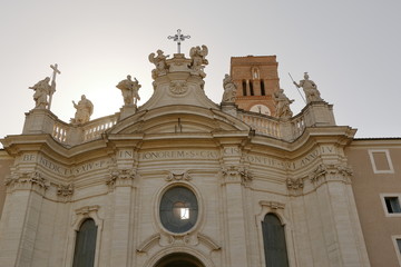 Fototapeta na wymiar Rome. Basilica of the Holy Cross in Jerusalem at morning.