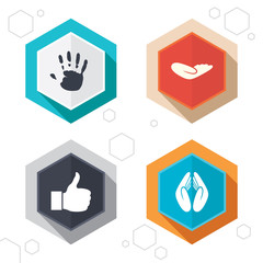 Hand icons. Like thumb up and insurance symbols.