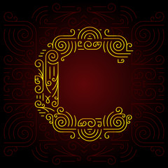 Vector Gold Mono Line style Geometric Font. Letter C