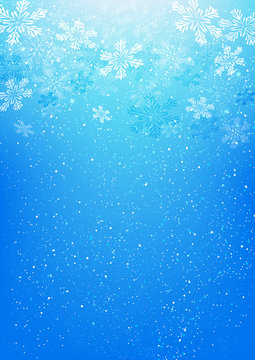 Shiny snowflakes on blue background 