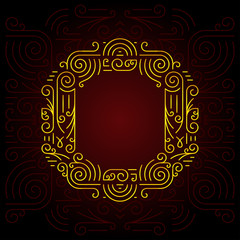 Vector Gold Mono Line style Geometric Font. Letter O