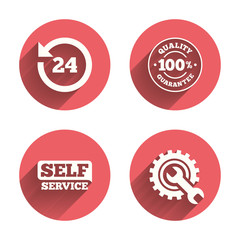 Repair fix tool icons. Customer service signs.
