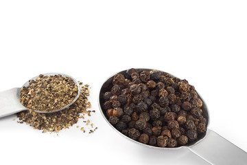 Black Peppercorns and Ground Pepper