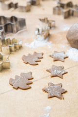 decorated gingerbread and cookie cutters for cutting