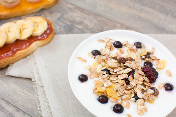 Yogurt with cereals and fruit