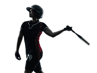 woman playing softball players silhouette isolated © snaptitude