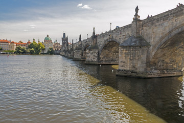 Famous Charles Bridge over river Vltava, Prague, Czech Republic