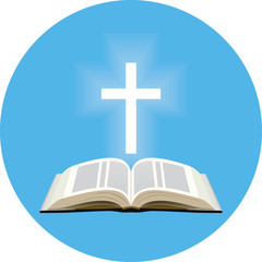 Bible and shining cross concept. - 92351464