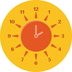 Summer time concept. Combined clock and sun. Flat design. - 92351494