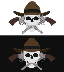 Skull in hat 2 crossed pistols emblem