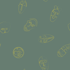 Seamless background with African ritual masks for your design