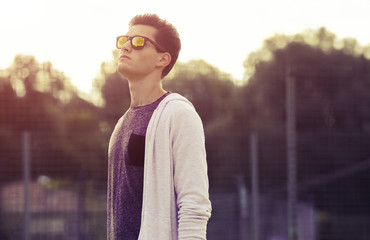 young man with color filter
